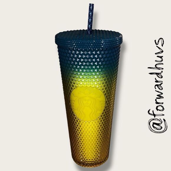 Starbucks Gradient Lemon Yellow Blue Studded Cold Tumbler – Venti 24oz - Picture 1 of 9